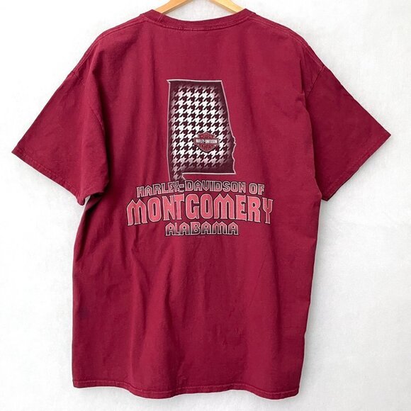 Harley Davidson Men's Burgundy T-Shirt Montgomery Alabama Logo Short Sleeve XL - Picture 3 of 9
